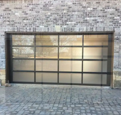 Modern White Aluminum Sectional Door with Safety Double Glazing Glass Modern overhead sectional panel kính trong suốt