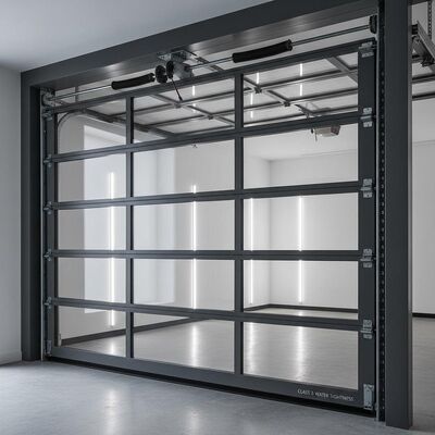 Cửa nhôm kính trong suốt an toàn cao, chống thấm nước cấp 3 cho gara hiện đại
