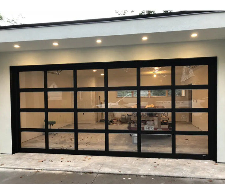 Modern Aluminum Alloy Roll Up Frosted Glass Độ bền nước lớp 3 cửa nhà để xe xuyên suốt